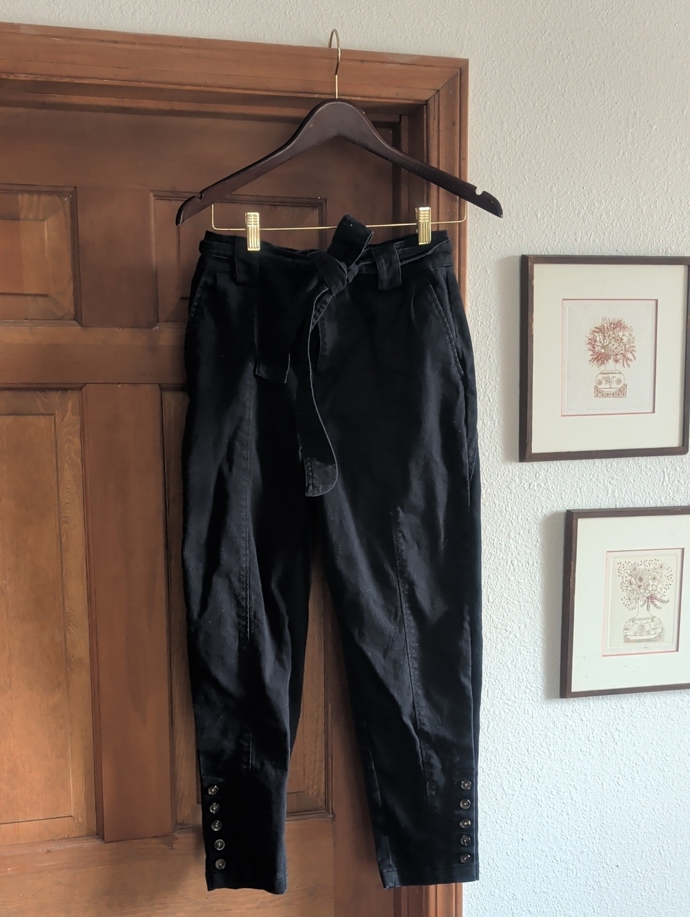 a new day Black High-Rise Tapered Chinos with Self-Tie Belt